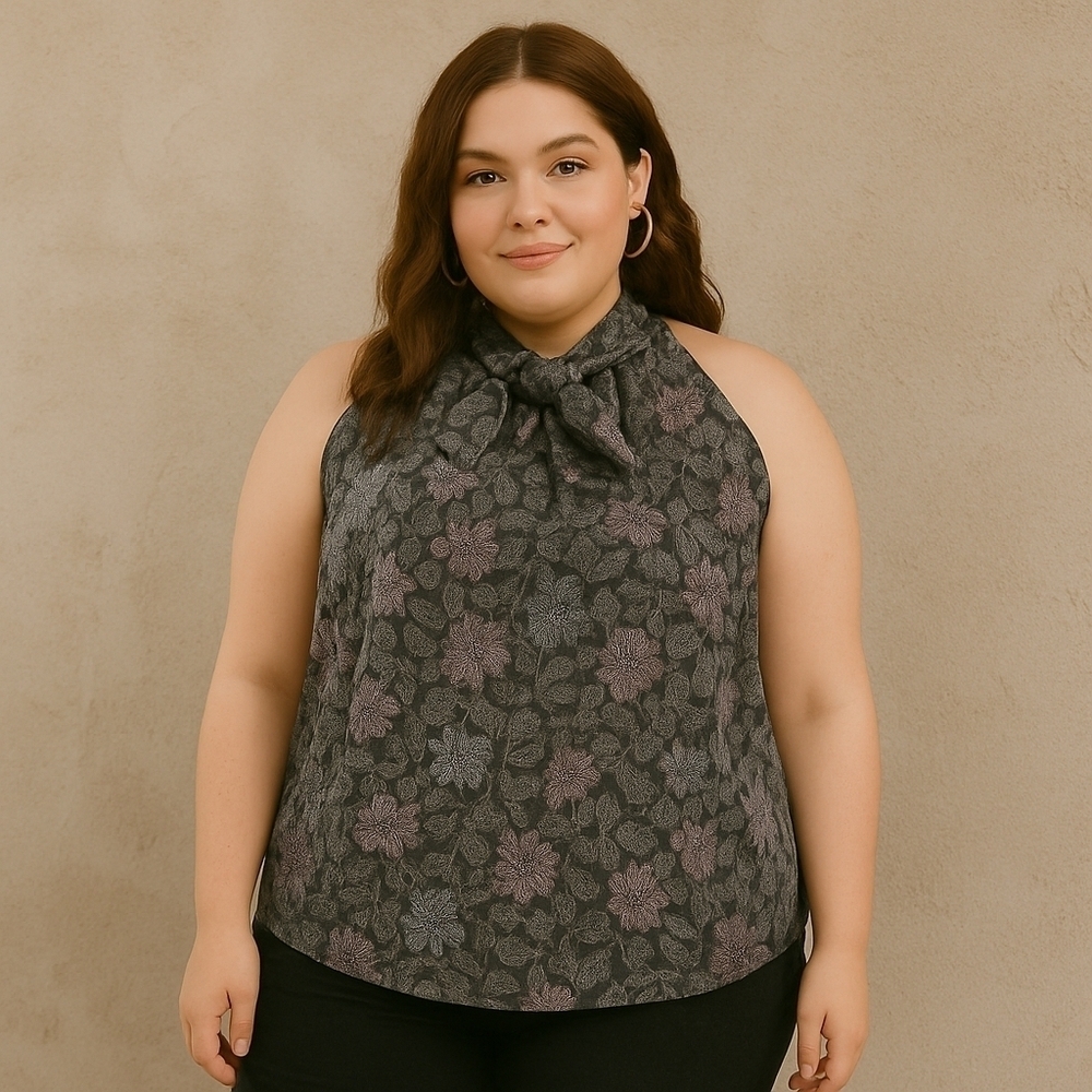 J.Crew Collection Tie Neck Top in Shimmering Floral Jacquard – Size 3X - NWT